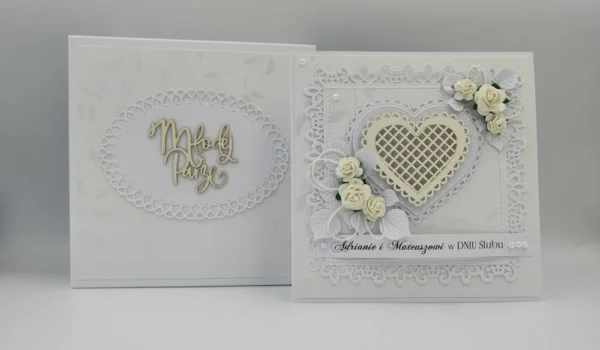 Personalizowana kartka na Ślub w pudełku ręcznie robiona.
