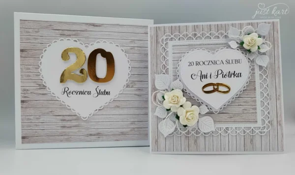 Kartka na rocznicę ślubu w pudełku ręcznie robiona