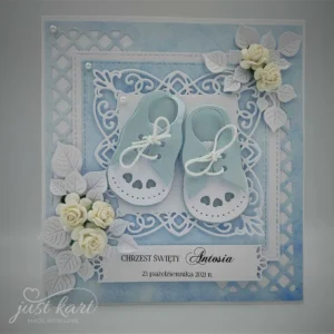 Pamiątka Kartka ręcznie robiona na Chrzest Święty, roczek.