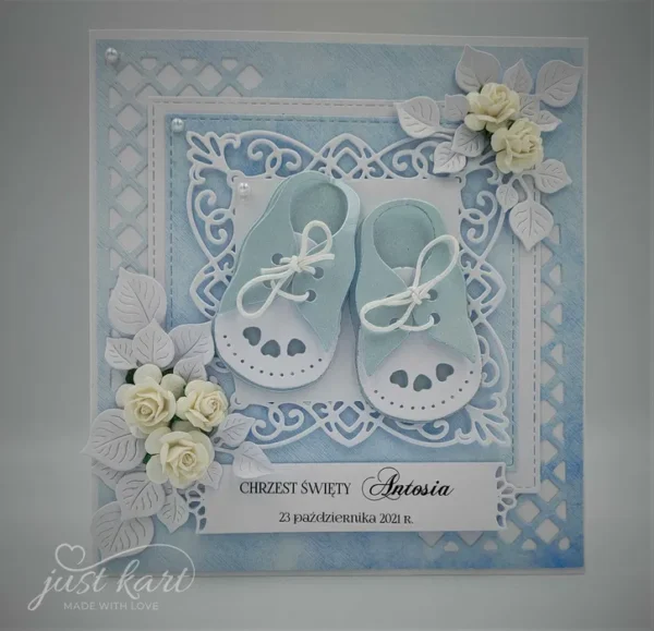 Pamiątka Kartka ręcznie robiona na Chrzest Święty, roczek.