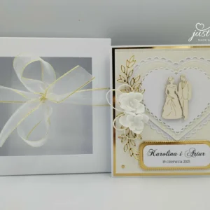 Kartka na ślub w pudełku ręcznie robiona.